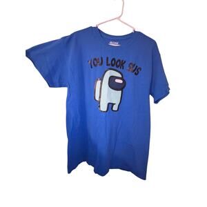 Gildan Blue Among Us YOU LOOK SUS T Shirt Size Large